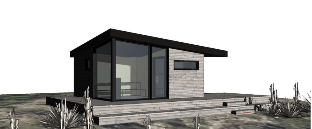 Fyret sauna 3D Slik skal den landbaserte saunaen se ut. 3D av Lilleby Tegnekontor AS.